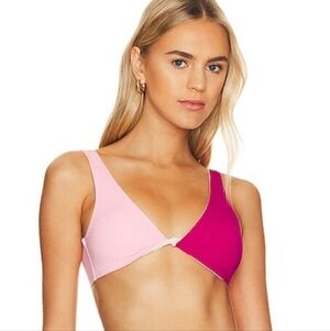 LSPACE Luna Bikini Top in Crystal Pink & Bougainvillea SIZE SMALL NWT